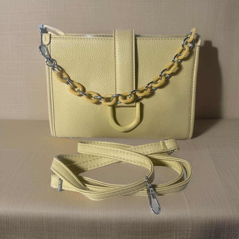 Fashionable Yellow Clutch With Chain Handle